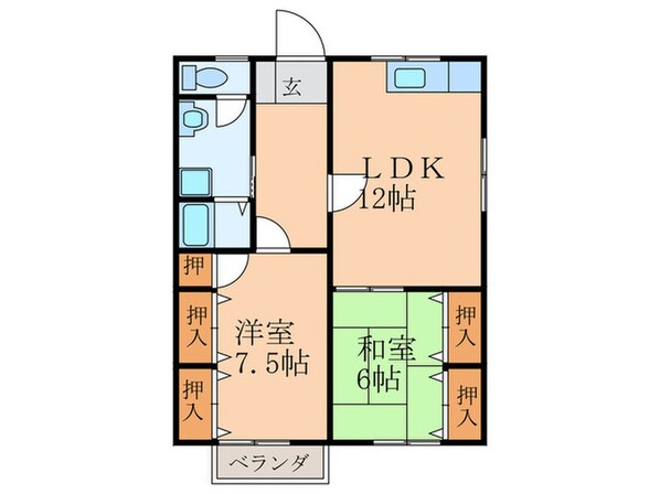 オ－クヒルズＢ棟の物件間取画像